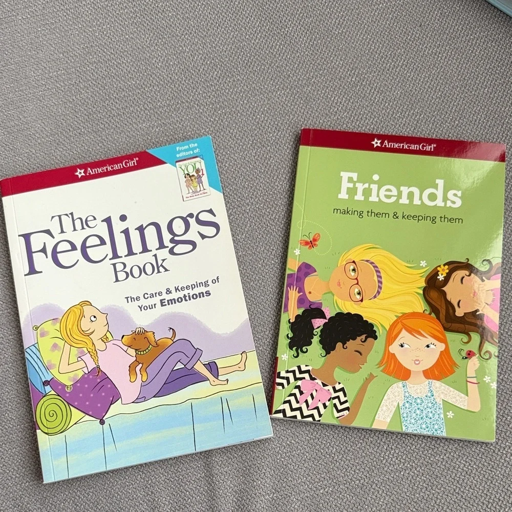 American Girl The Feelings Book and Friends Set Red, Green, Purple